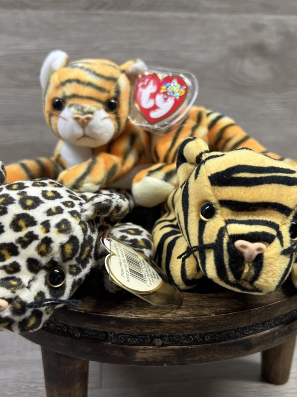 Vintage TY Beanie Babies 3 - Tigers, Leopard Retired Plush 90s 2000 with Tags